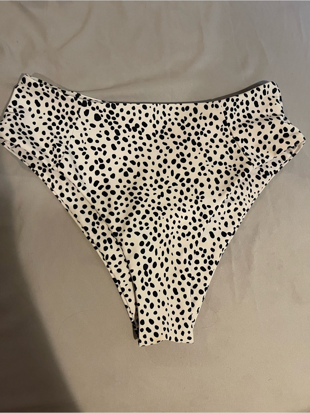 High-Waist Swim Bottoms in Black & White Spot